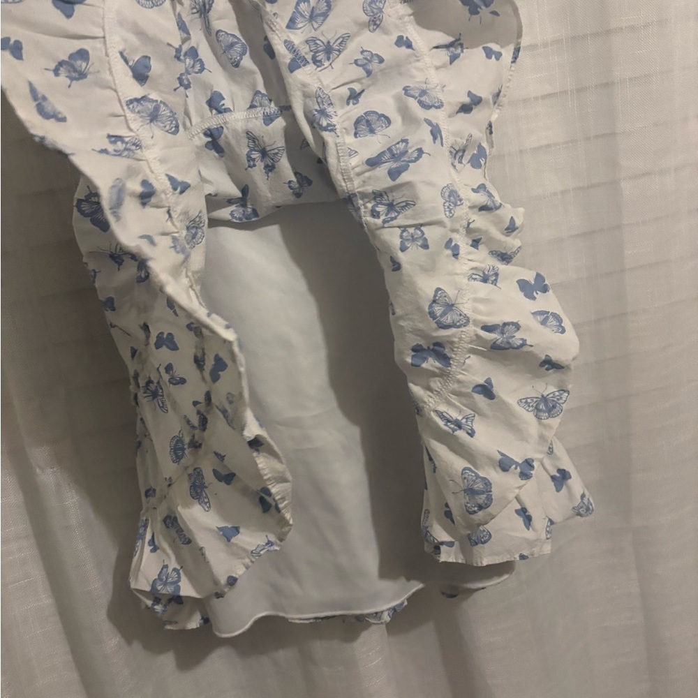 B. Smart Blue Butterfly Print Tiered Mini Dress - Picture 5 of 5